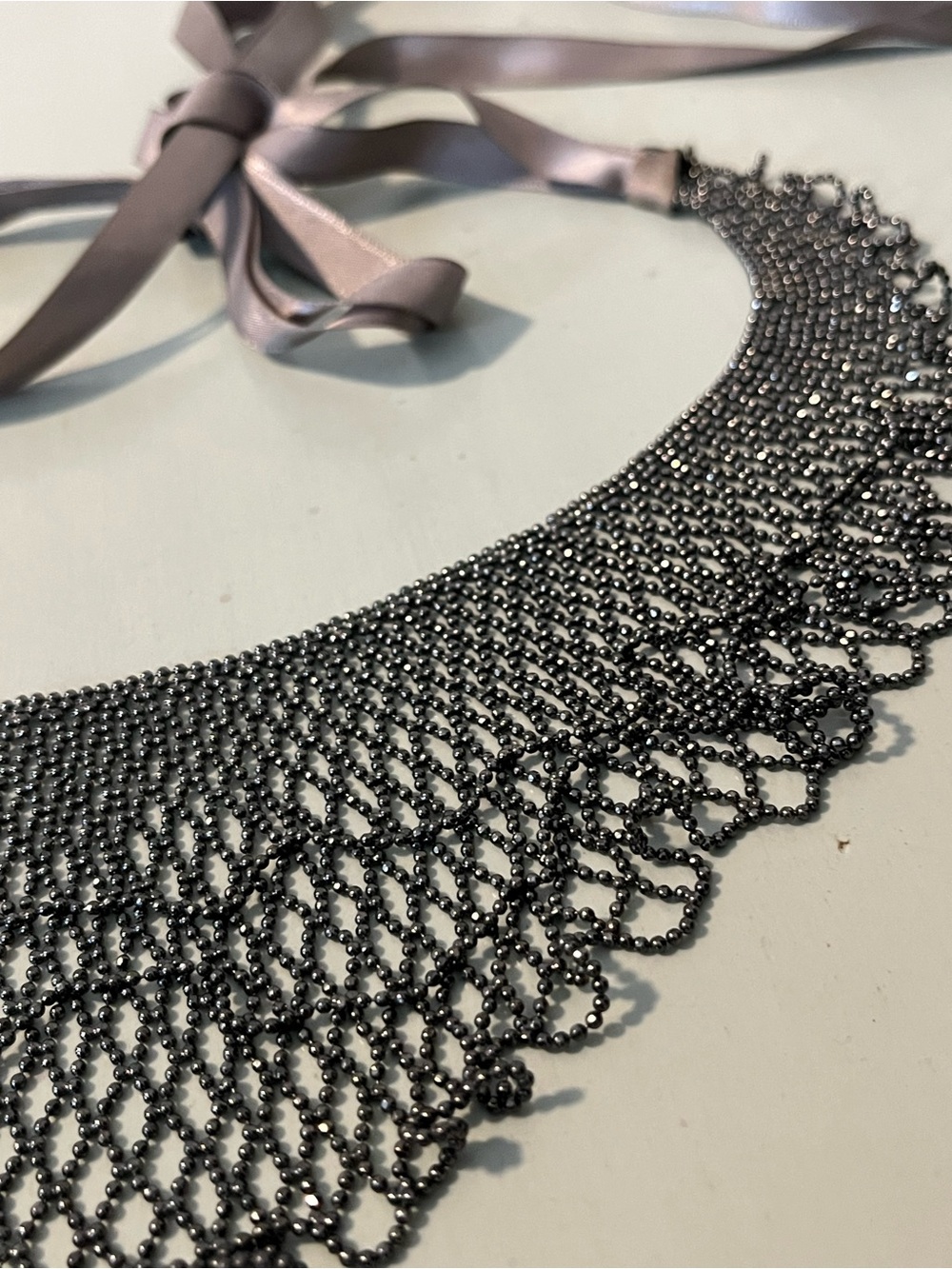 Elegant Beaded Lace Choker Necklace